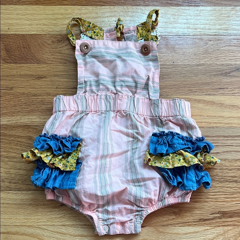 Matilda Jane Pink and Blue Striped Bubble Romper
